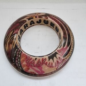Harajuku Lovers Pink and Brown Resin/lucite Artistic Bangle